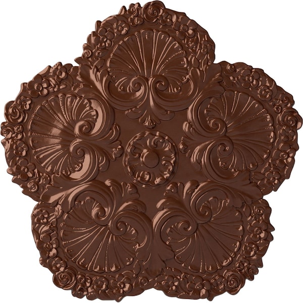 Ekena Millwork Shell Ceiling Medallion, Hand-Painted Copper Penny, 25 5/8"OD x 1"P CM25SHCPS - main
